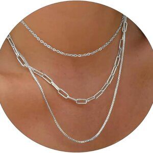 Dainty Gold Necklace for Women 14K Gold Plated Layered Satellite Necklaces Tribl